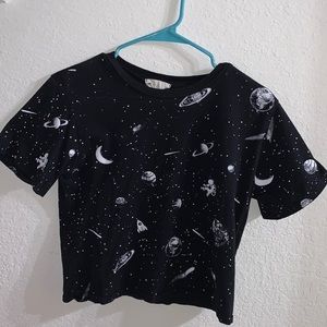 Black and white space shirt
